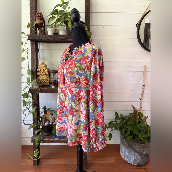 Belle by Kim Gravel: Vibrant Floral Blouse with Tassel Detail - Picture 6 of 17
